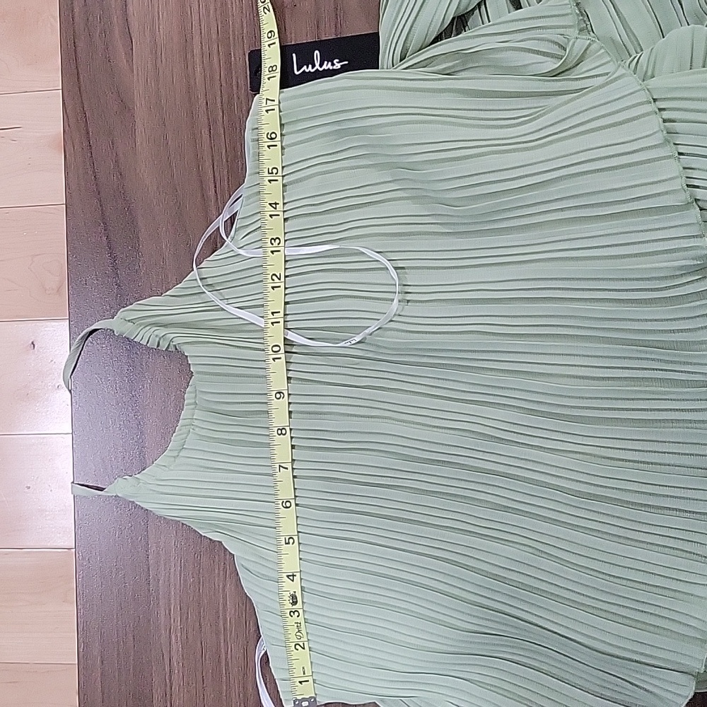 Lulus Women's Lime Green Plisse Sleeveless Wide-Leg Jumpsuit Size L Summwr Chic - Picture 5 of 16